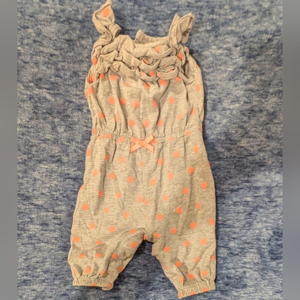 Carter's 3M Gray Jumpsuit with Pink Dots